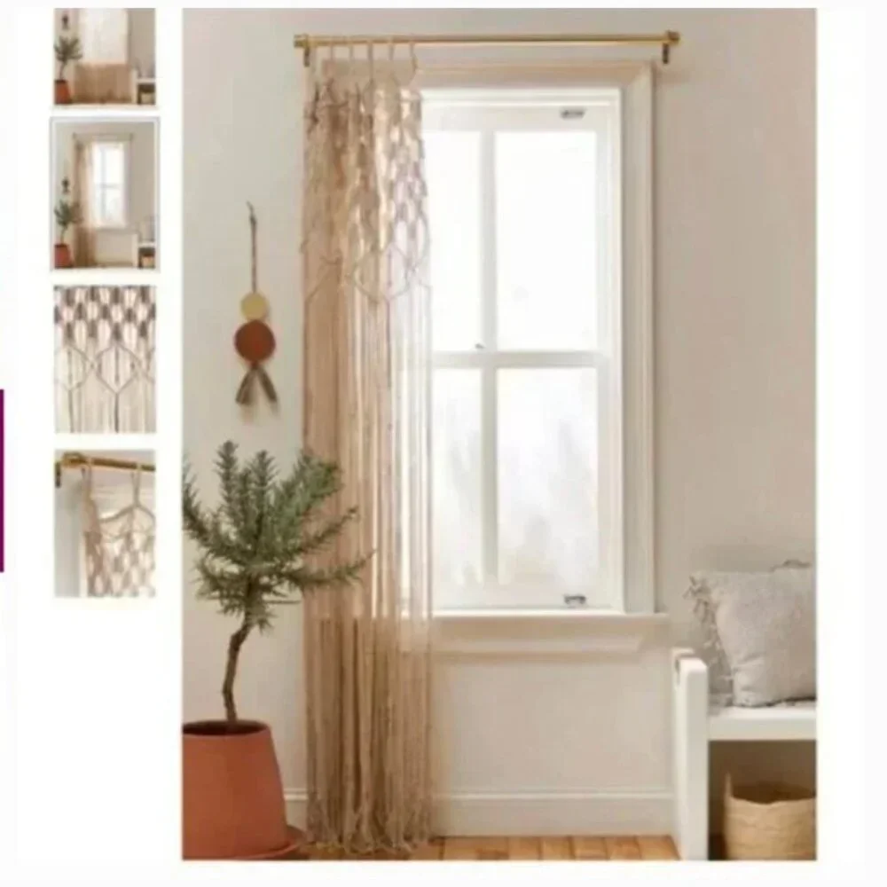 FL Millie Macramé Boho Peasant Knot Hipster Hippie Art Deco Farm Window Curtain